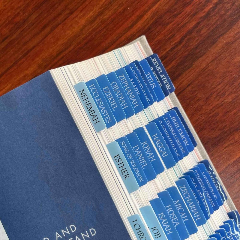 thinkor Reposition Bible Tabs, Large Print Lanimated Stickers, Easy to Read and Apply Bible Tabs for Women and Man (Four Blue) - Image 3